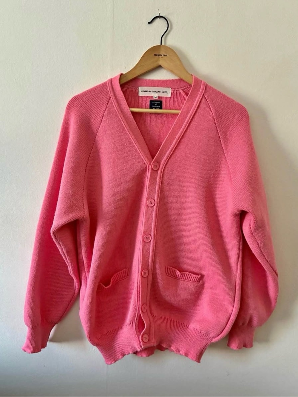 Comme des Garcons Pink Button-Front V-Neck Cardigan